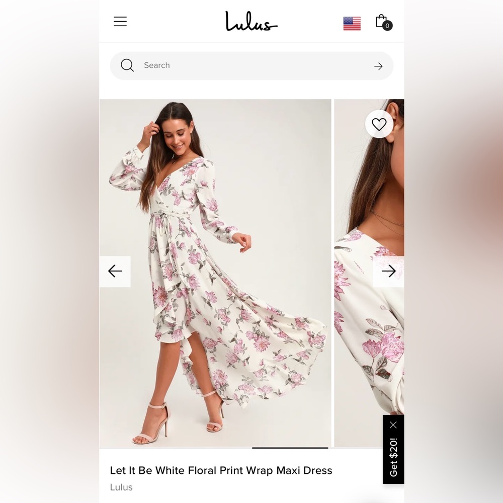 Lulu's White and Pink Floral Maxi Dress
